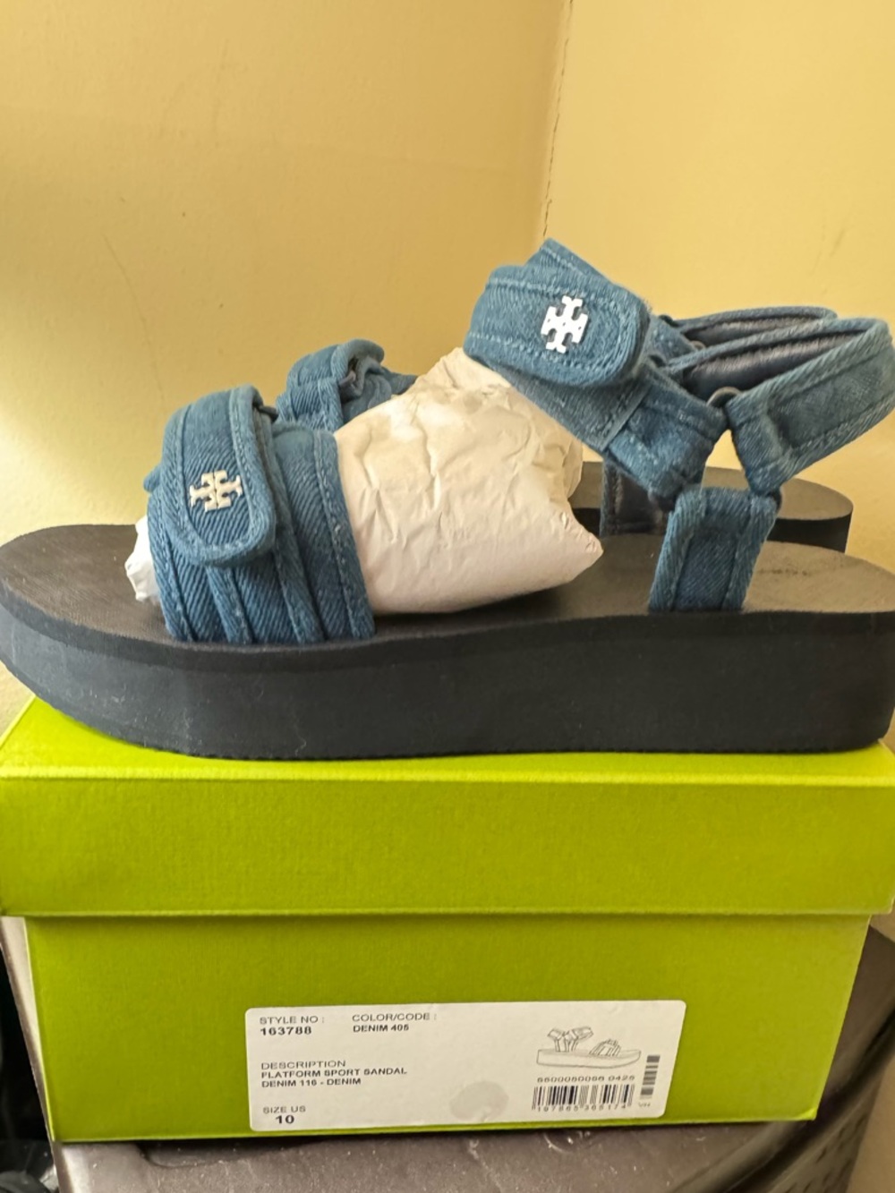 Tory Burch Denim Strap Platform Sandals - Blue